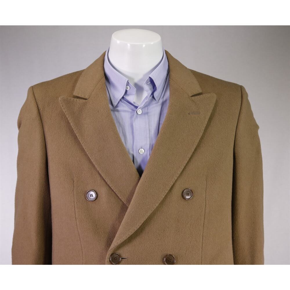 Marcello Milanelli Camel Brown Zegna Wool 2Btn Double Breasted Overcoat Coat 38S - Picture 3 of 10